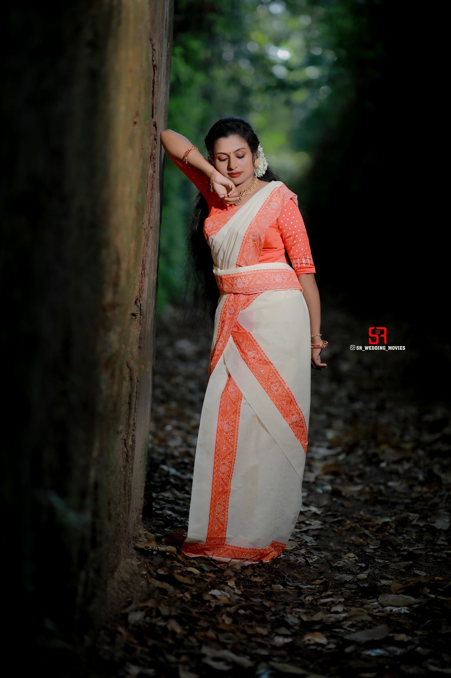 Exclusive cotton Settumund with print blouse
