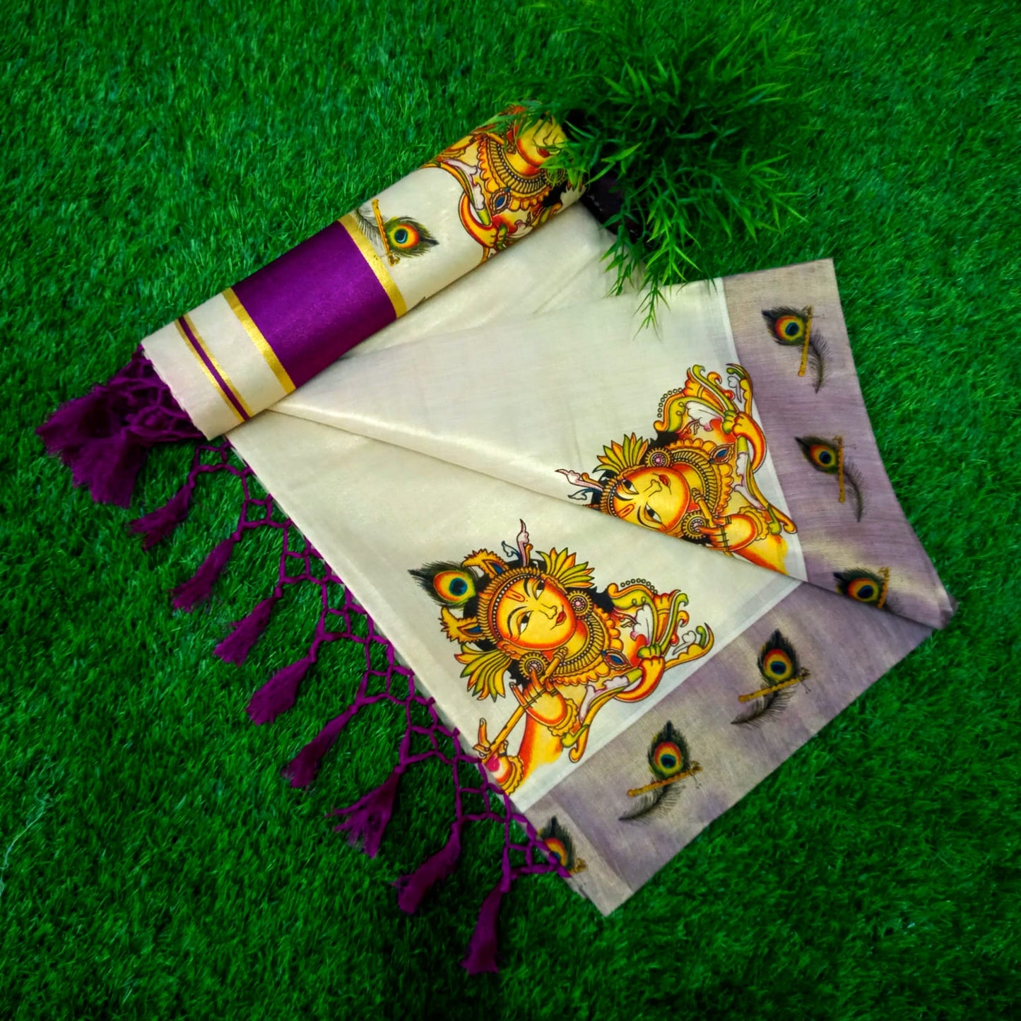 ColourFull Design Golden tissue saree With Tussules work