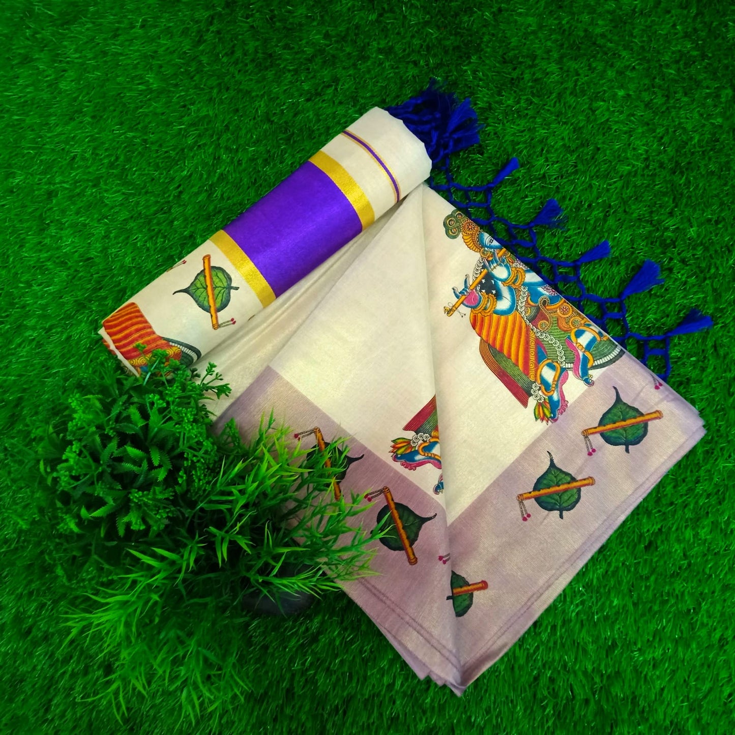 ColourFull Design Golden tissue saree With Tussules work