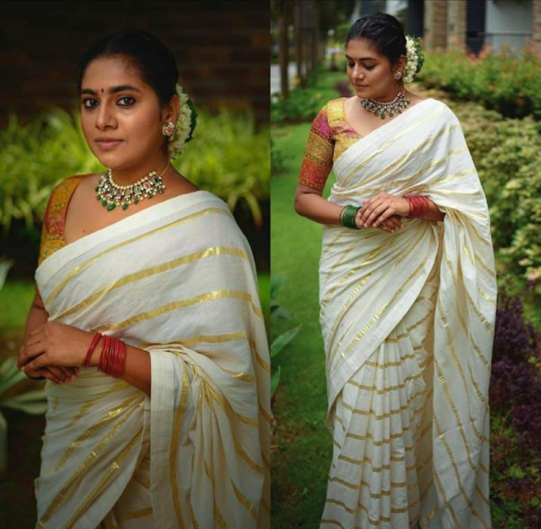 Cotton stripes saree