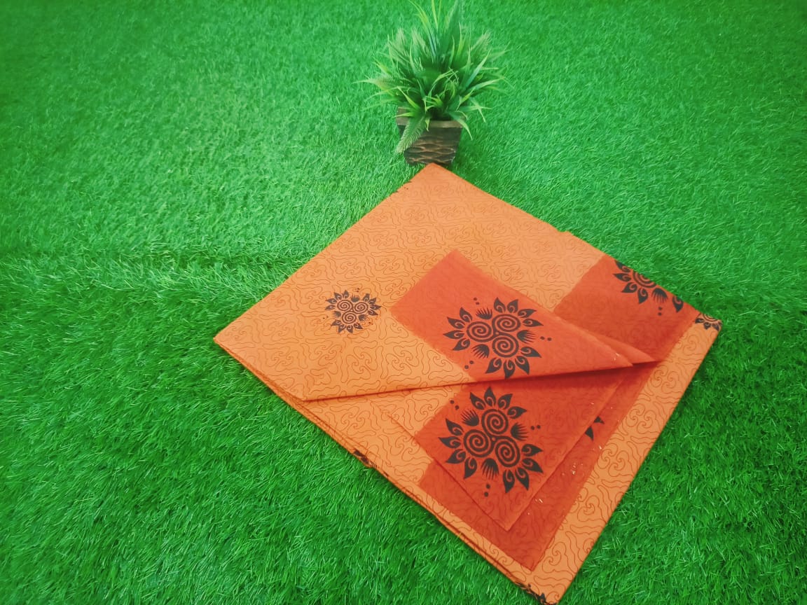 Double Side Border Beautiful Black Printed Saree