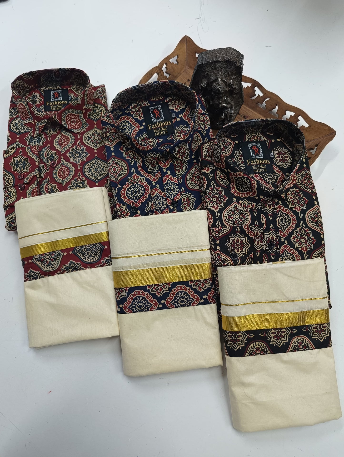 Trending Ajrakh shirt +mund combo
