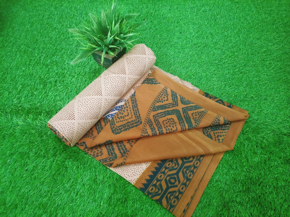 Beautiful Design Jaipur Block Print Cotton Saree