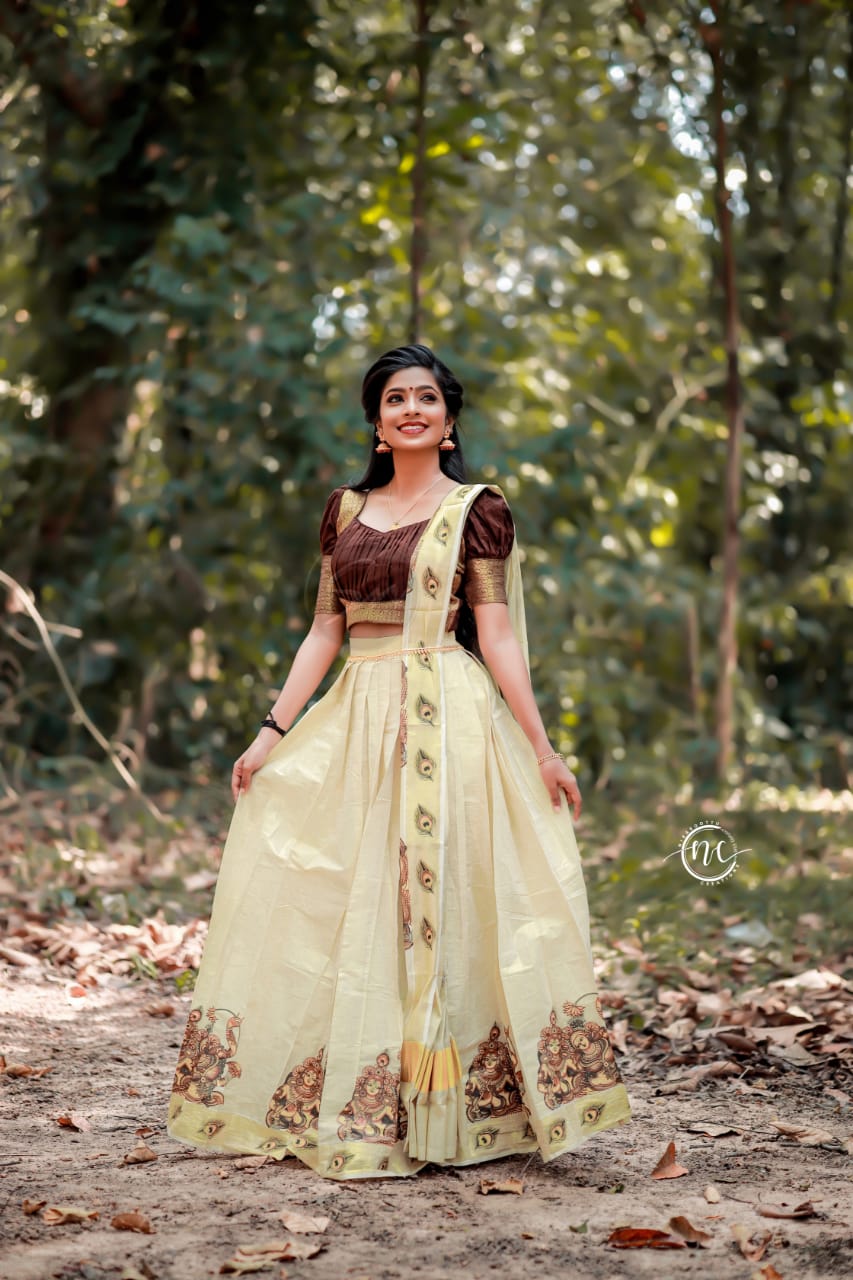 Golden Tissue Mural Print Dhavani set