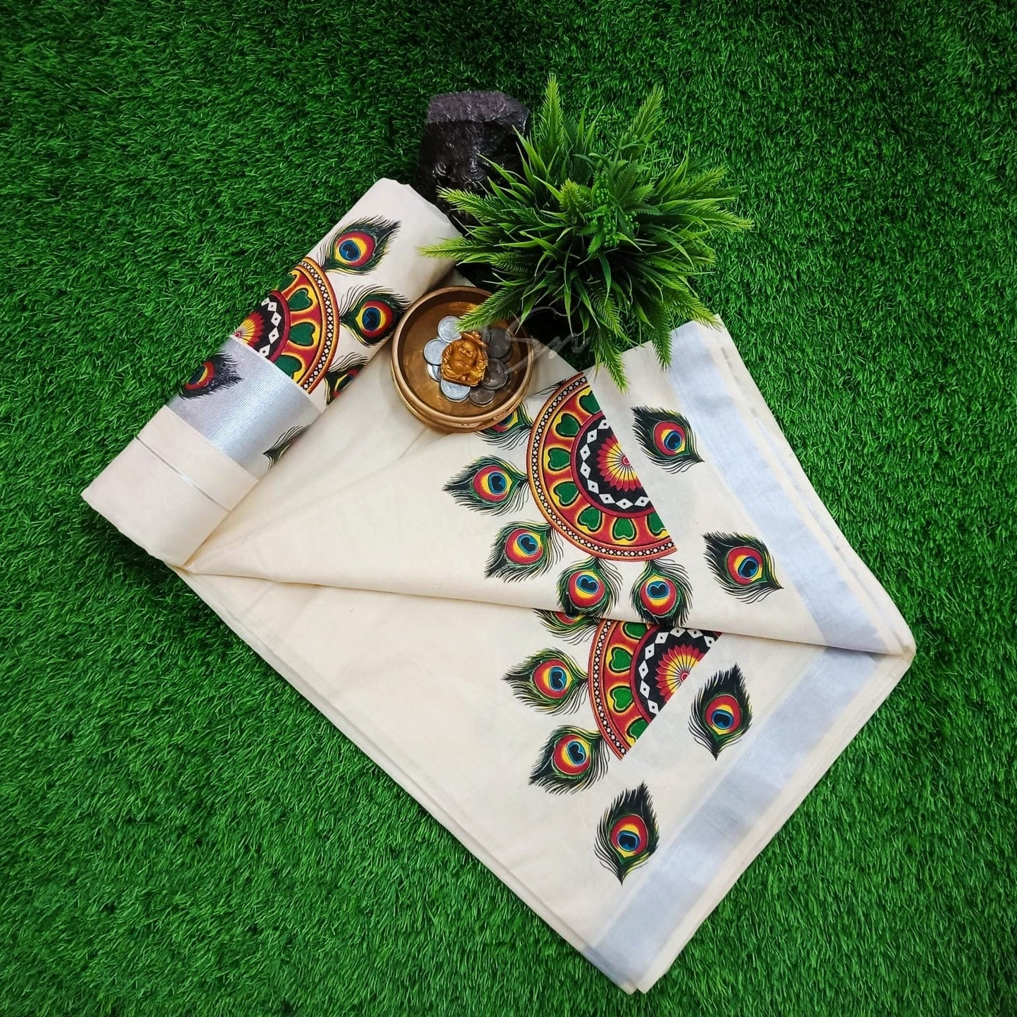 Cotton muralprinted saree