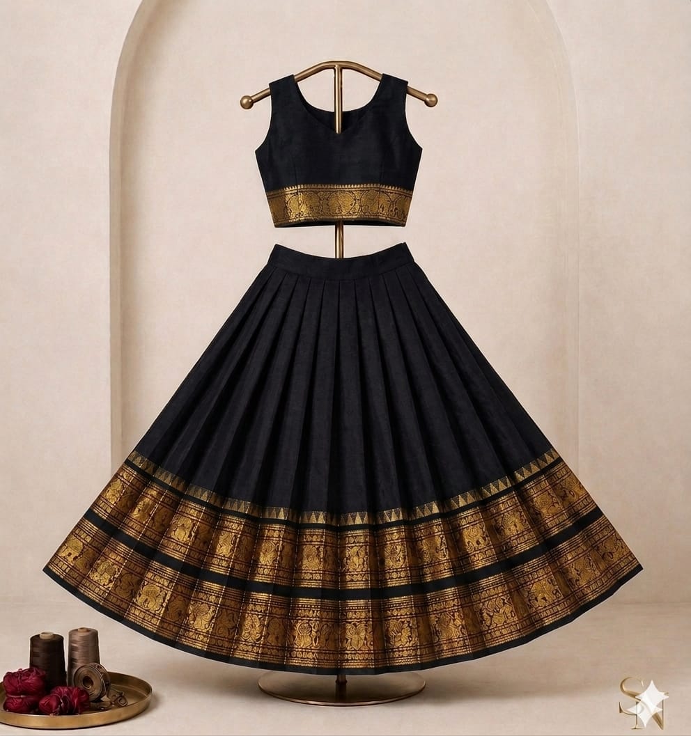 ♥️*Royal Kanchi Cotton Kids Lehenga Style Skirt & Top Set* ♥️