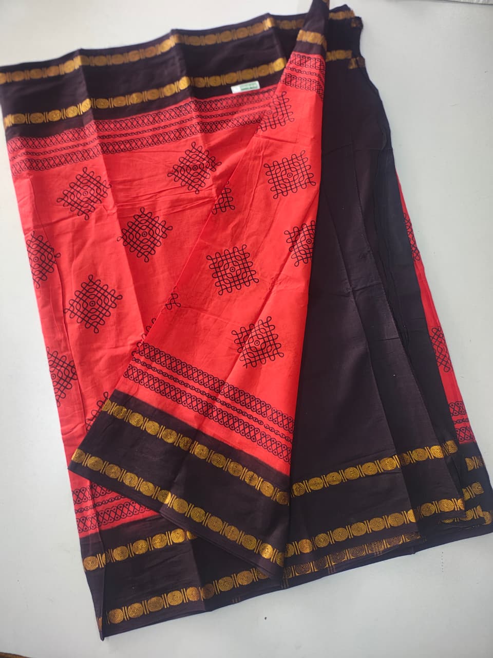 Veldhari Cotton Saree with Printed Kollam Design(CK001)