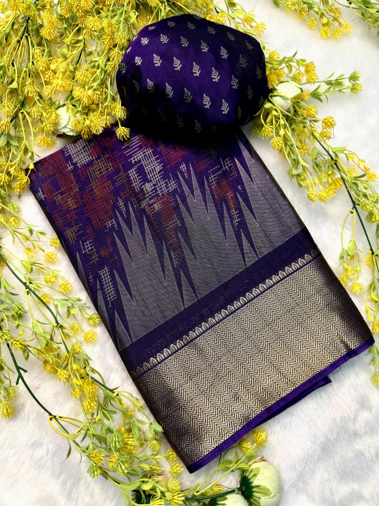 Elegant Ikkat Saree with Traditional Borde
