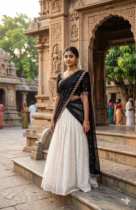 Premium Designer Dhavani Set with Embroidery Dupatta &amp; Stitched Skirt♥️&nbsp;