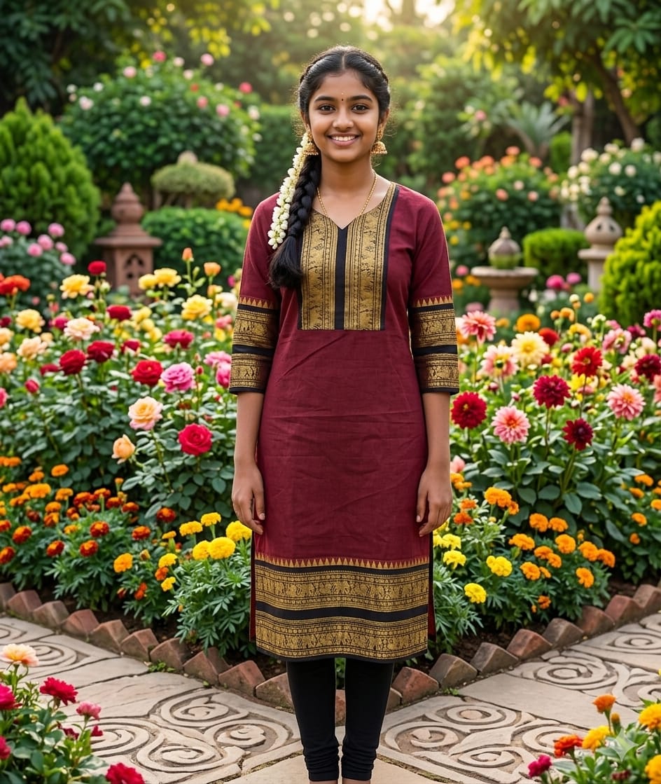 ✨ Elegant Kanchi Cotton Kurti with Rich Zari Border ✨