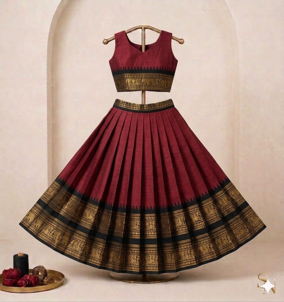 ♥️*Royal Kanchi Cotton Kids Lehenga Style Skirt &amp; Top Set* ♥️