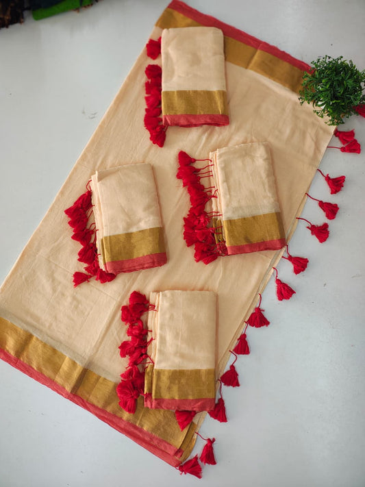 ♥️ _Elegant Mul Mul Cotton Saree – Soft, Breathable &amp; Festive Grace♥️_