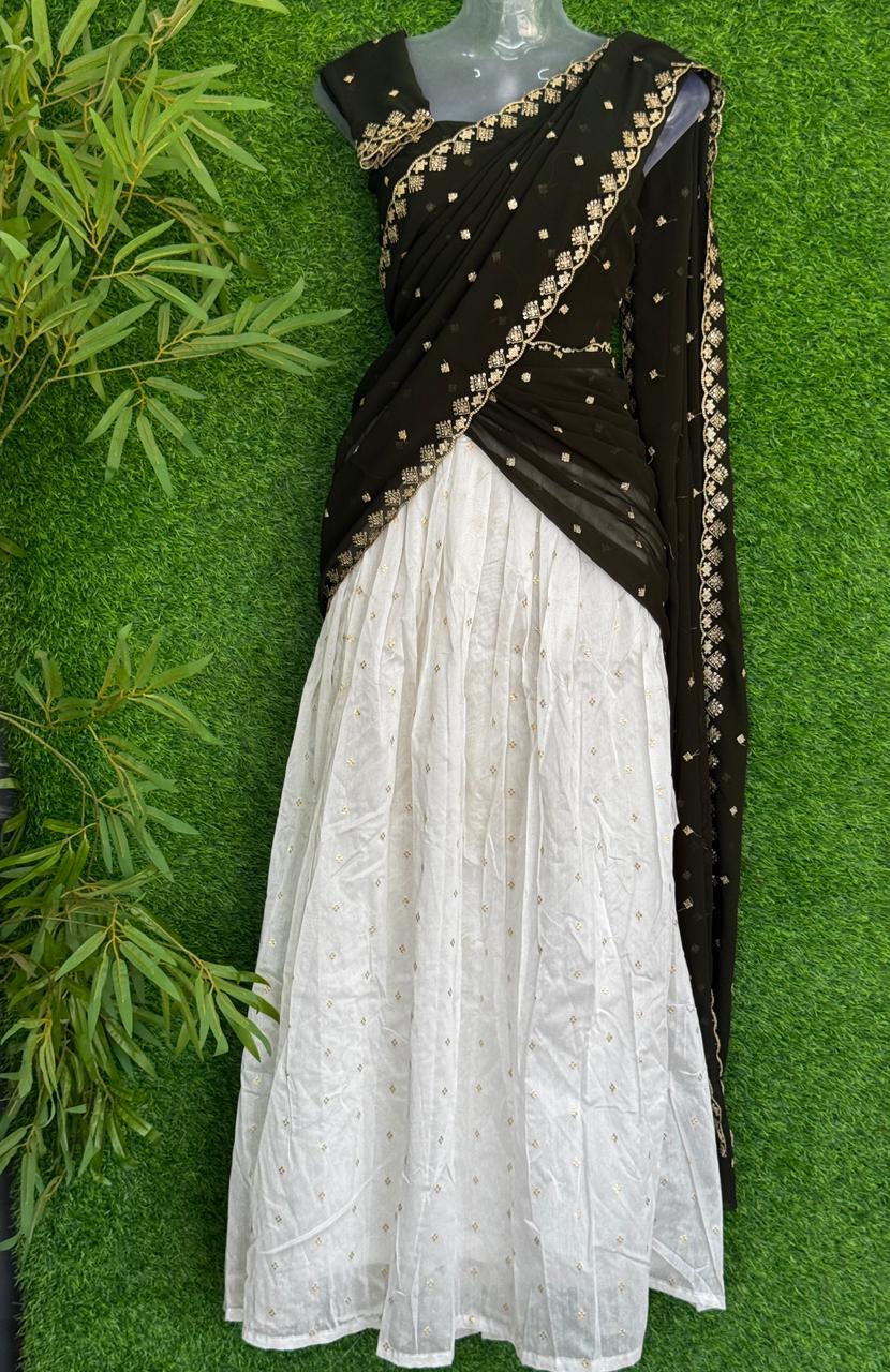 Premium Designer Dhavani Set with Embroidery Dupatta &amp; Stitched Skirt♥️&nbsp;
