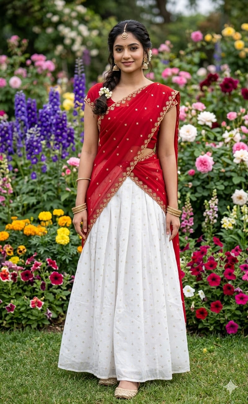 Premium Designer Dhavani Set with Embroidery Dupatta &amp; Stitched Skirt♥️&nbsp;