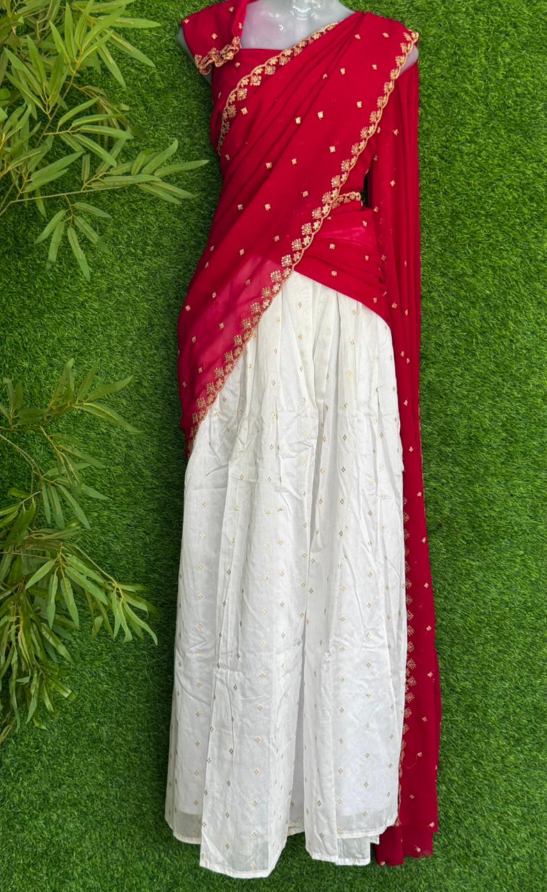 Premium Designer Dhavani Set with Embroidery Dupatta &amp; Stitched Skirt♥️&nbsp;