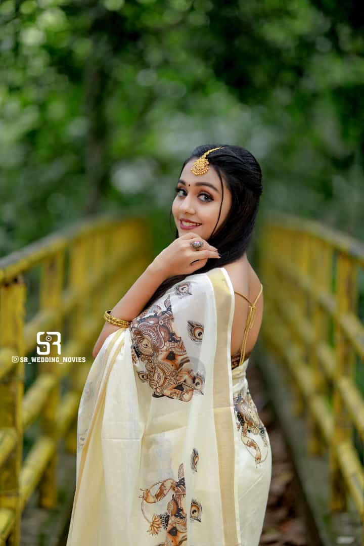 Printed Cotton Saree With broacade Blouse