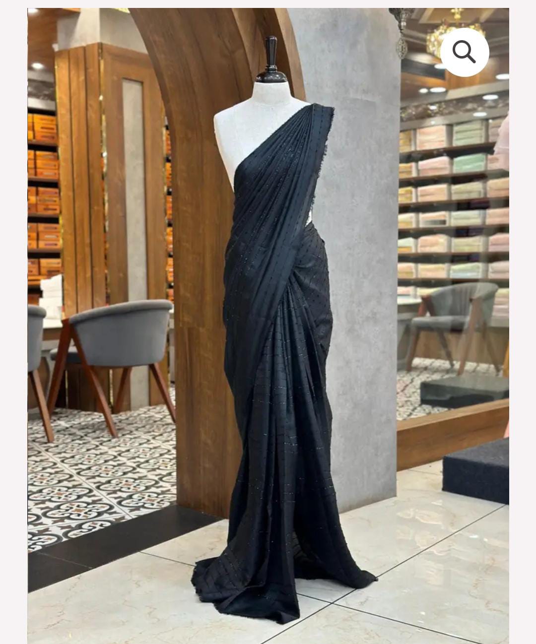 Fur Vichitra Silk Saree (Without Blouse)