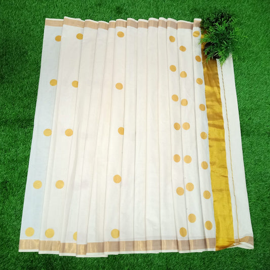 Polka dot cotton saree