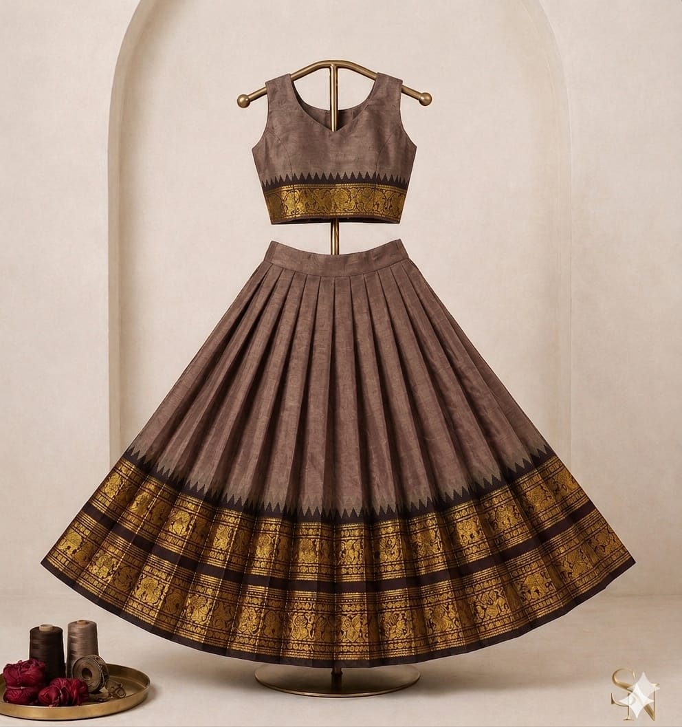♥️*Royal Kanchi Cotton Kids Lehenga Style Skirt &amp; Top Set* ♥️