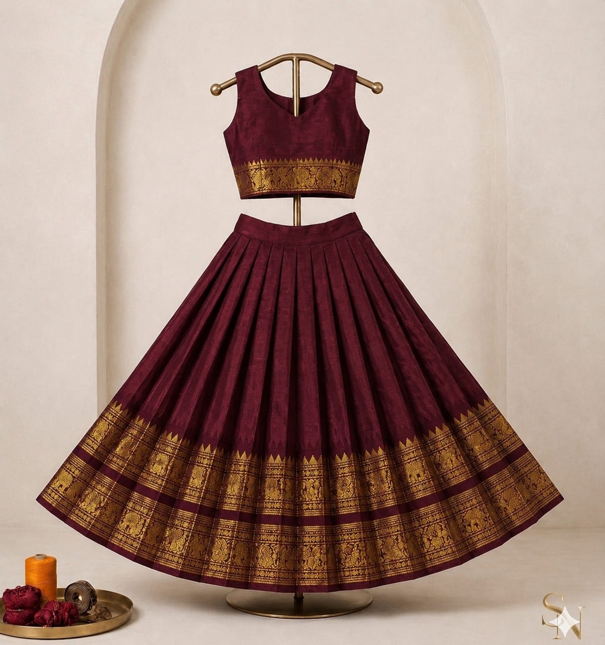 ♥️*Royal Kanchi Cotton Kids Lehenga Style Skirt &amp; Top Set* ♥️