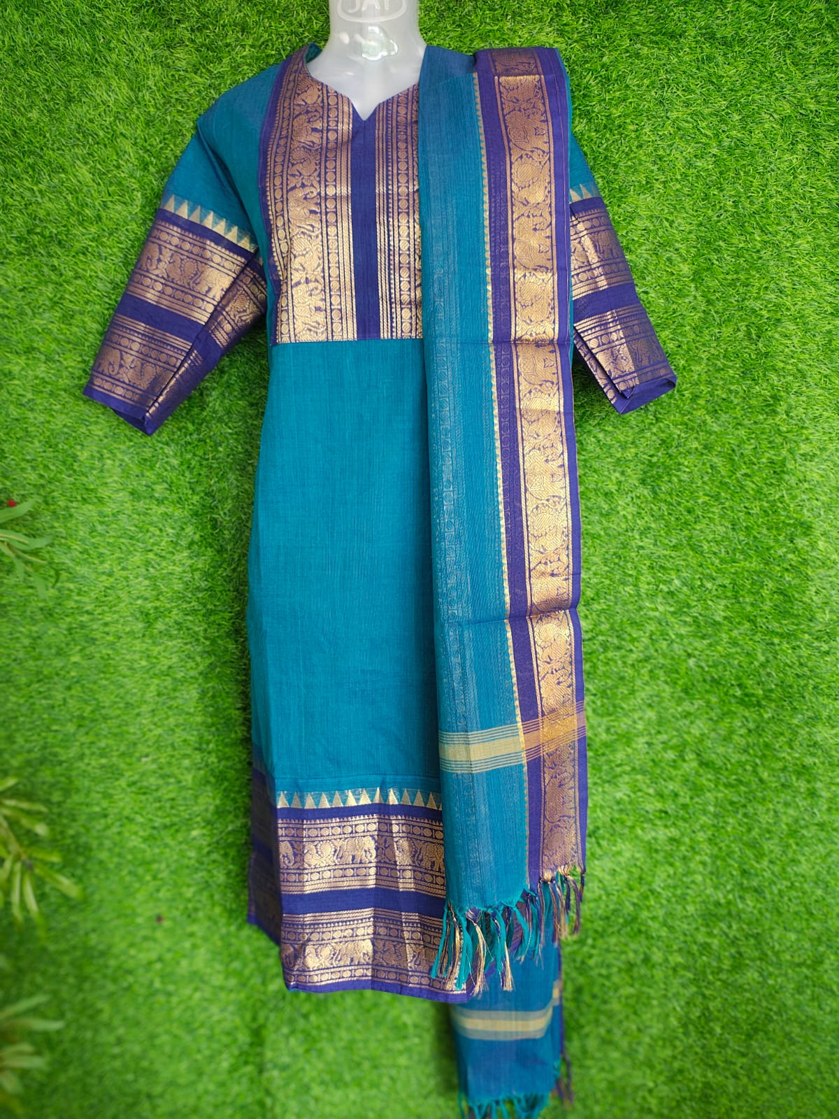 ✨ Elegant Kanchi Cotton Kurti with Rich Zari Border ✨