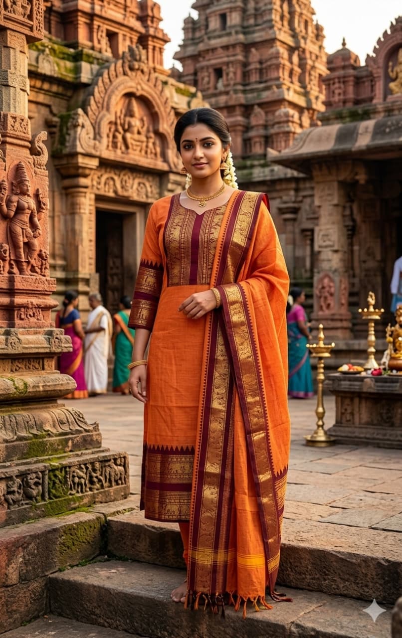 ✨ Elegant Kanchi Cotton Kurti with Rich Zari Border ✨