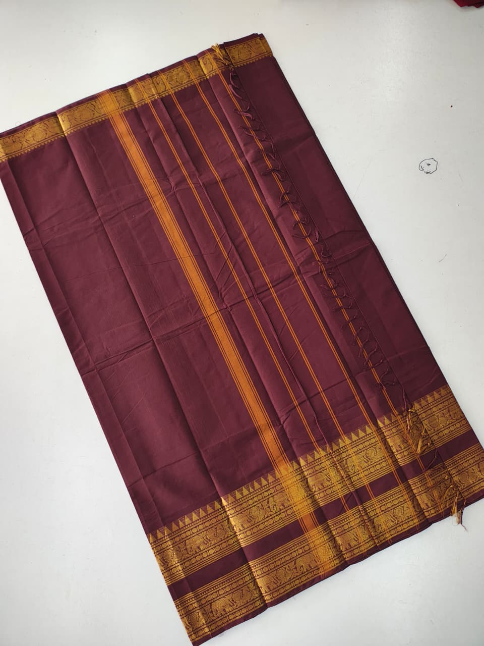 Pure Kanchi Cotton Saree with Rich Zari Border
