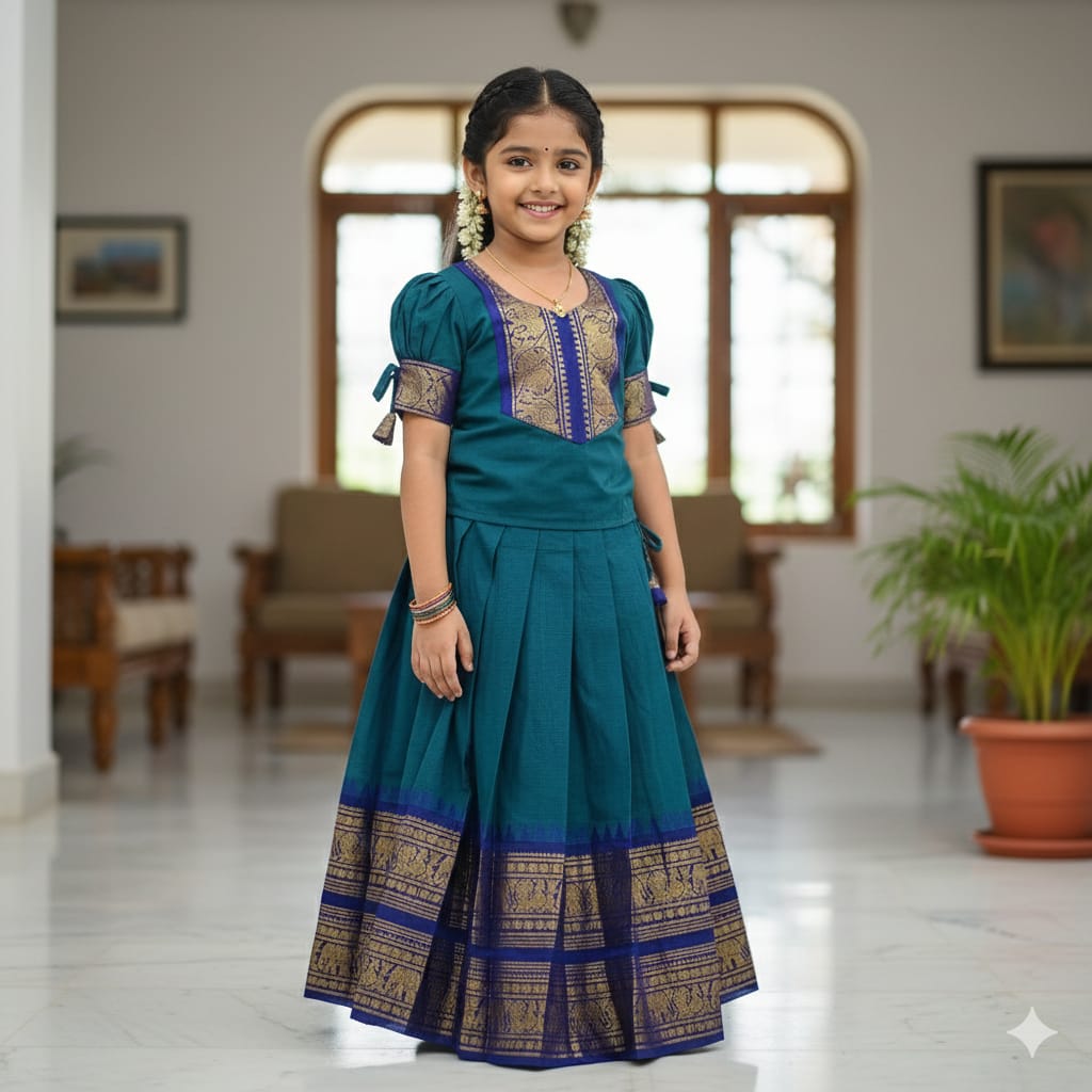 Kids Kanchi Cotton Pattupavada