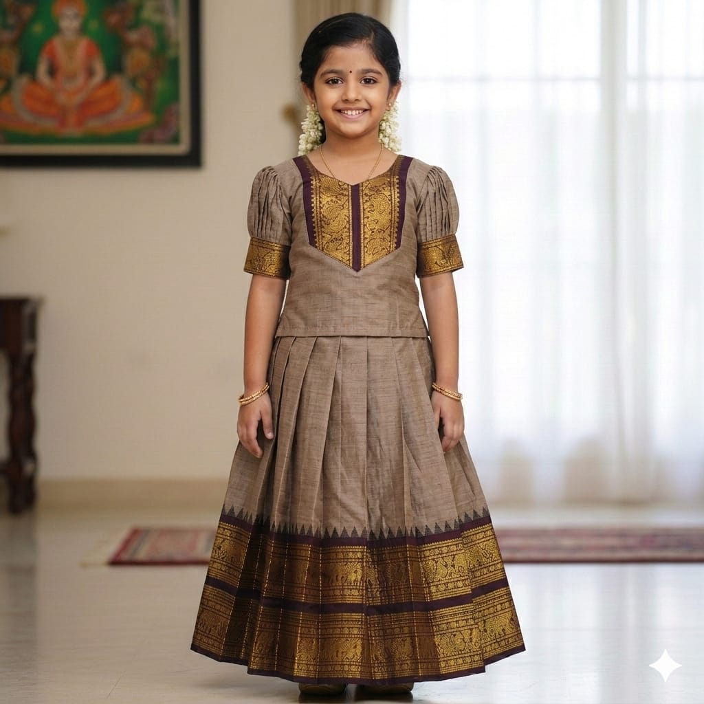 Kids Kanchi Cotton Pattupavada