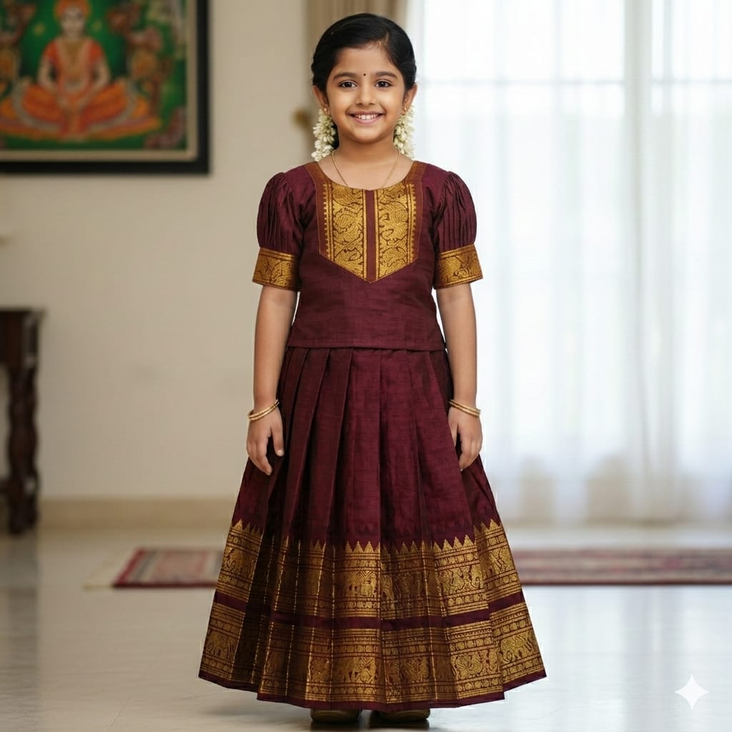 Kids Kanchi Cotton Pattupavada