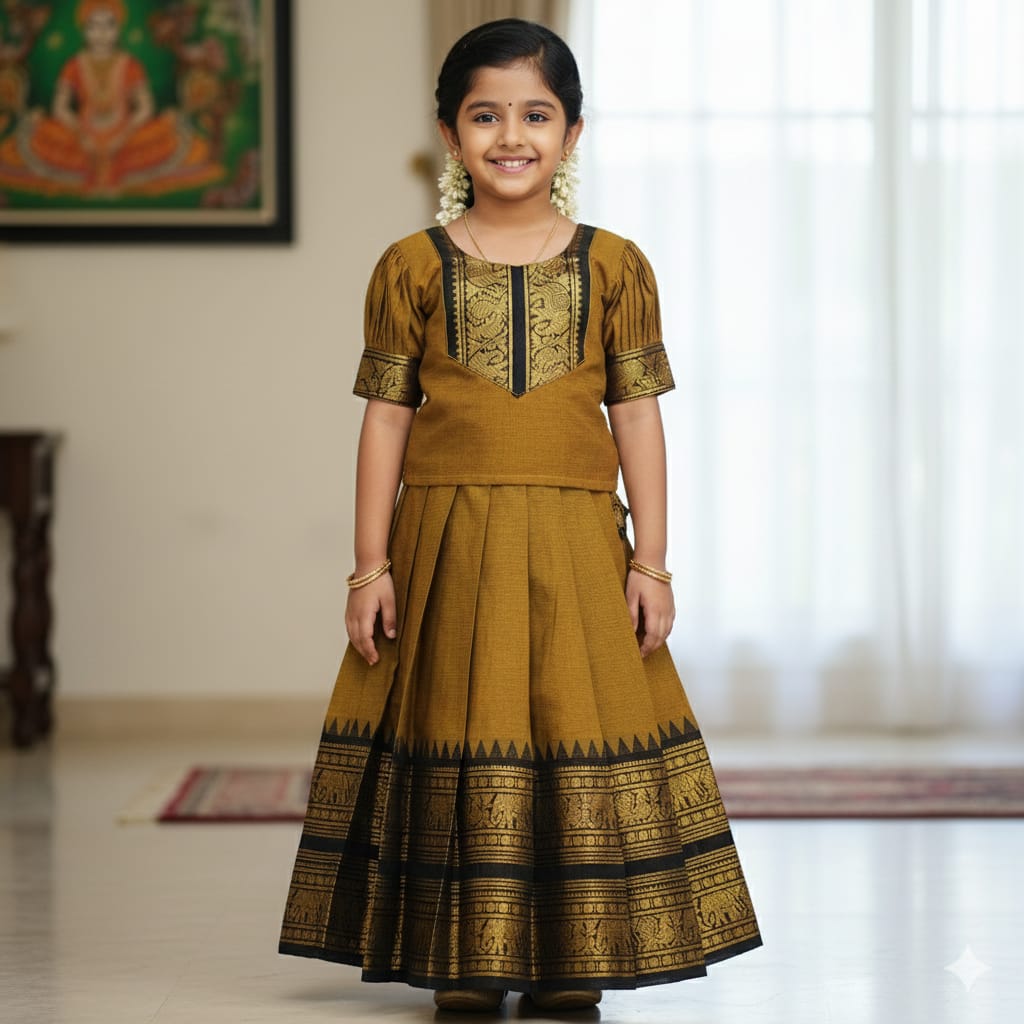 Kids Kanchi Cotton Pattupavada