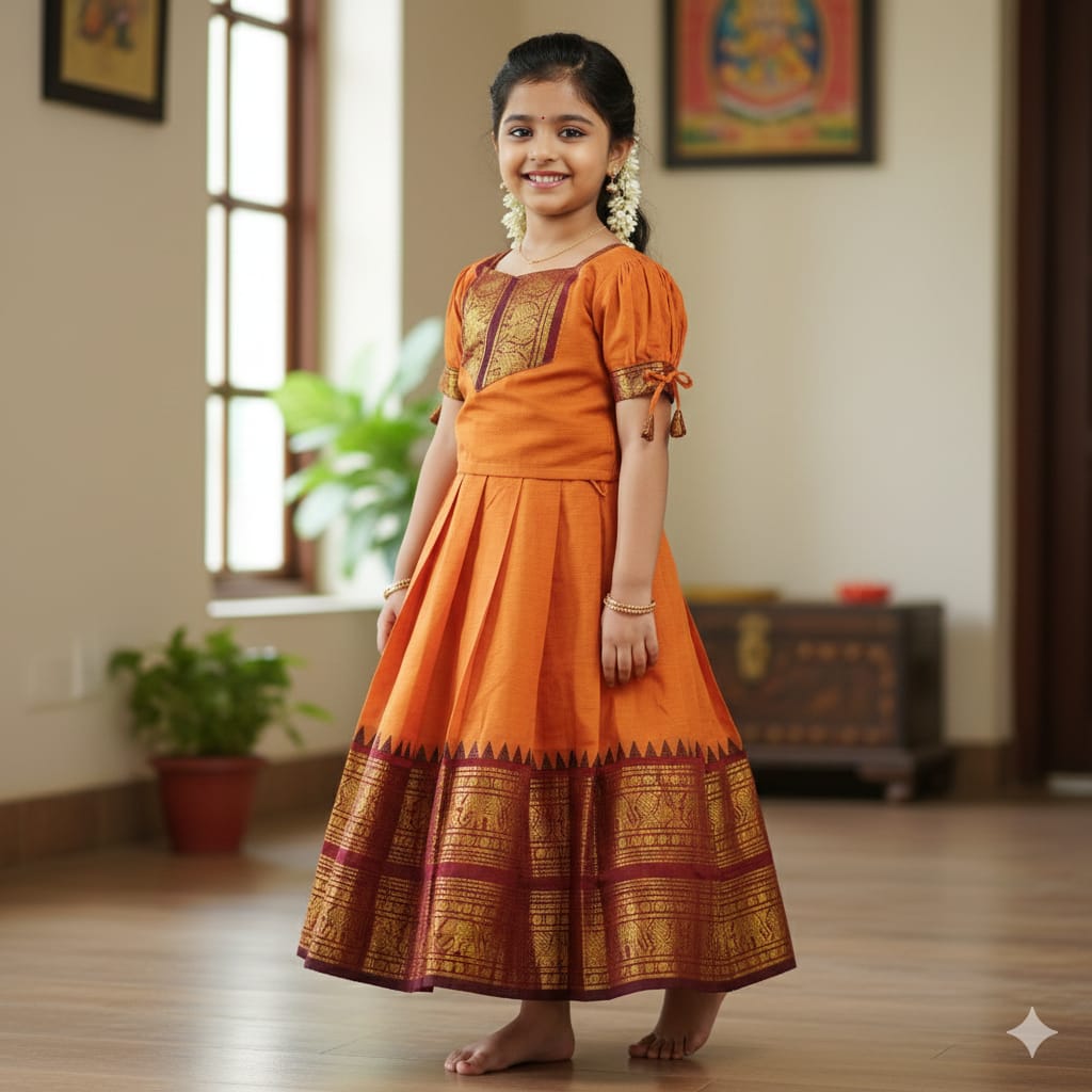 Kids Kanchi Cotton Pattupavada