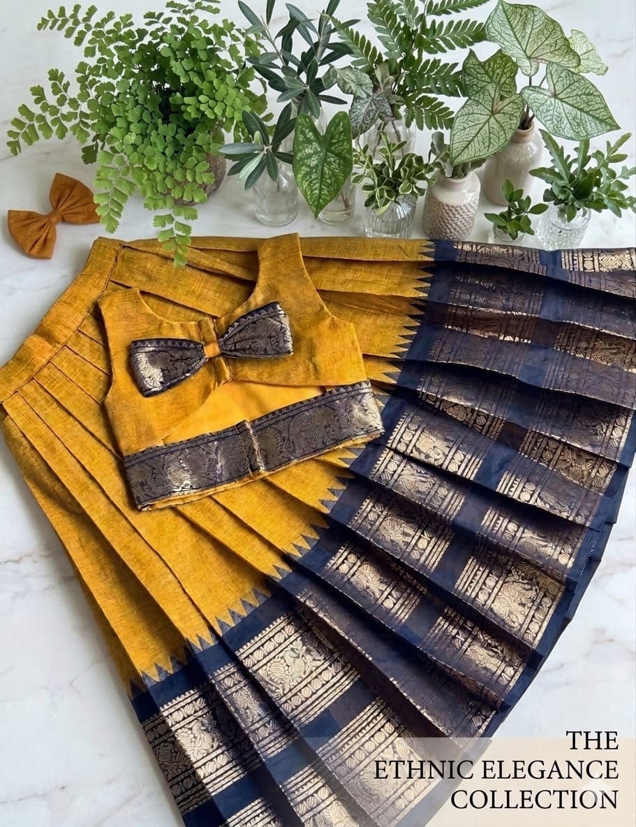 ♥️*Royal Kanchi Cotton Kids Lehenga Style Skirt &amp; Top Set* ♥️
