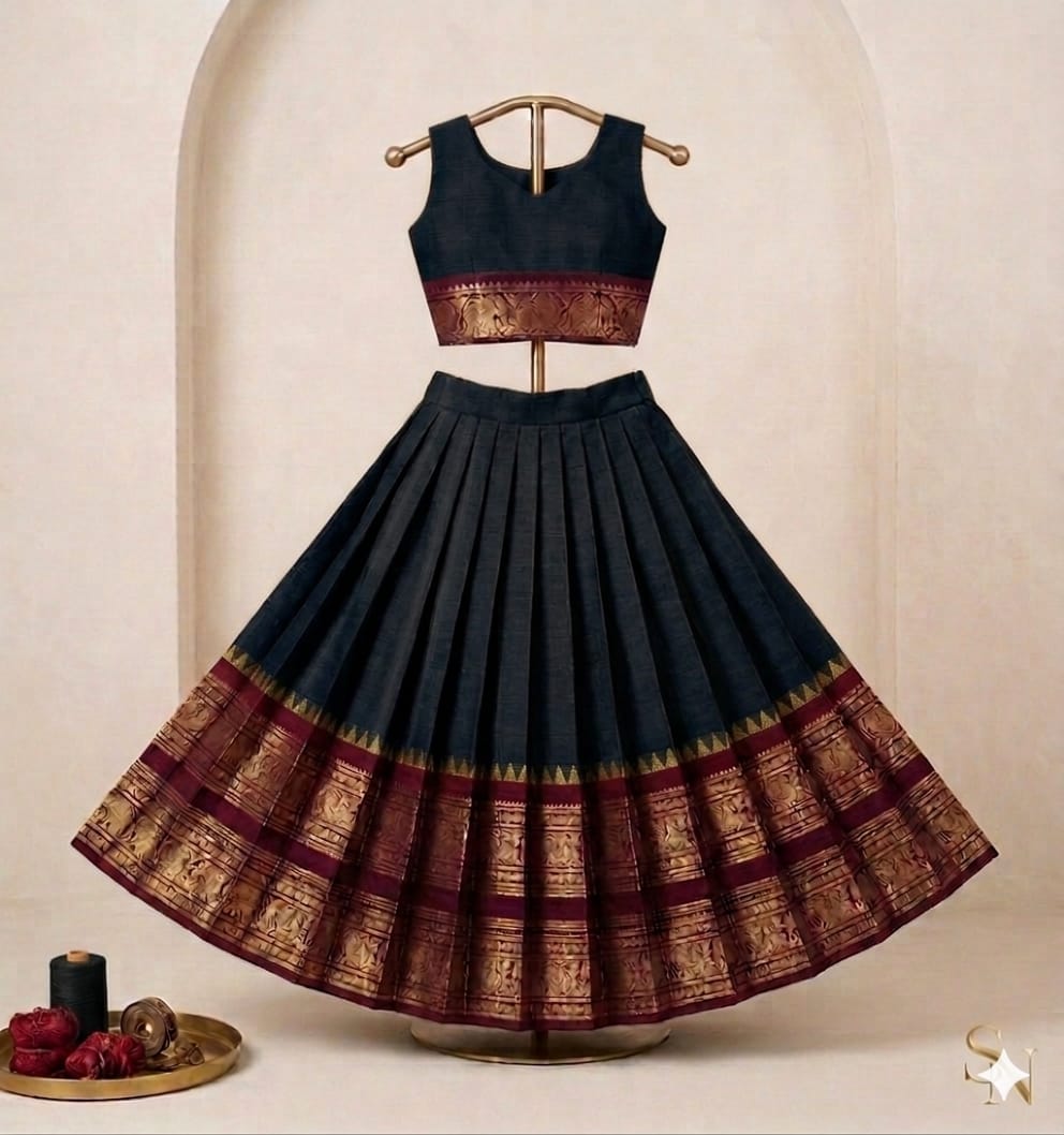 ♥️*Royal Kanchi Cotton Kids Lehenga Style Skirt &amp; Top Set* ♥️
