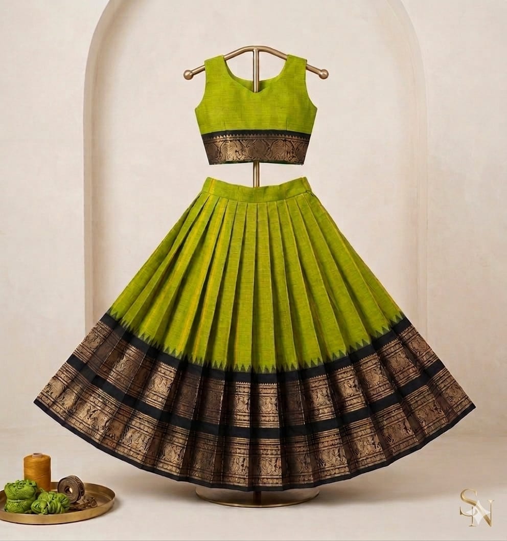♥️*Royal Kanchi Cotton Kids Lehenga Style Skirt &amp; Top Set* ♥️
