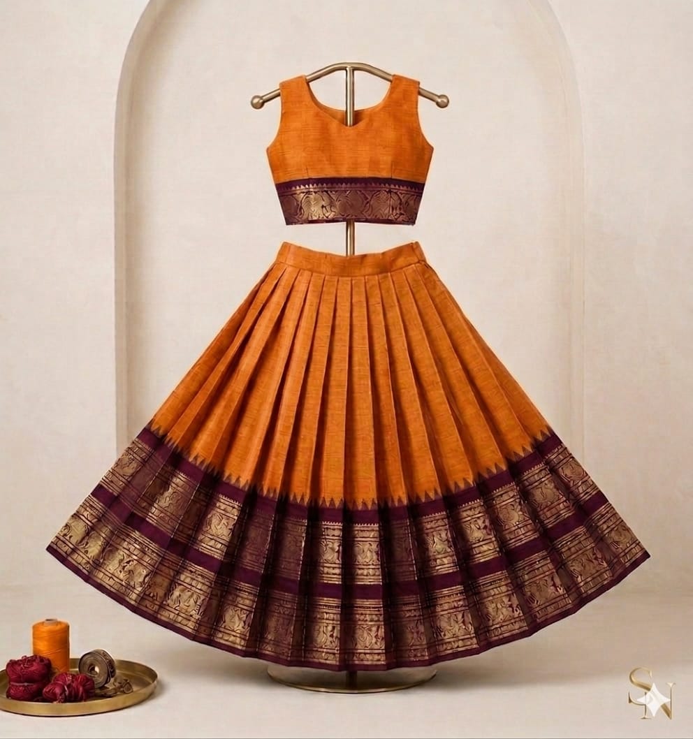 ♥️*Royal Kanchi Cotton Kids Lehenga Style Skirt &amp; Top Set* ♥️