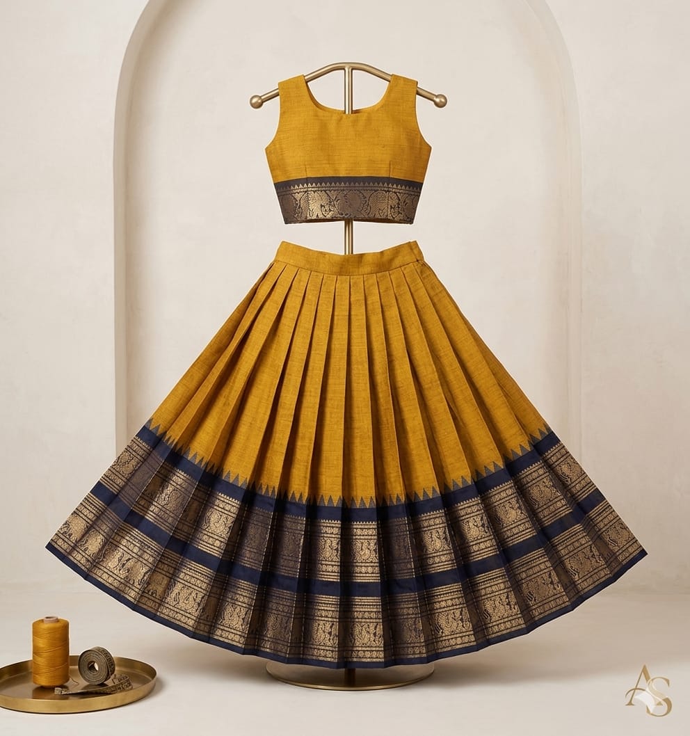 ♥️*Royal Kanchi Cotton Kids Lehenga Style Skirt &amp; Top Set* ♥️