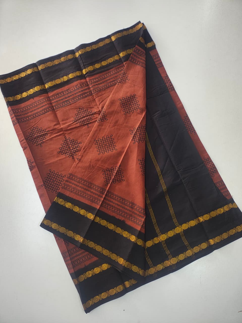 Veldhari Cotton Saree with Printed Kollam Design(CK001)
