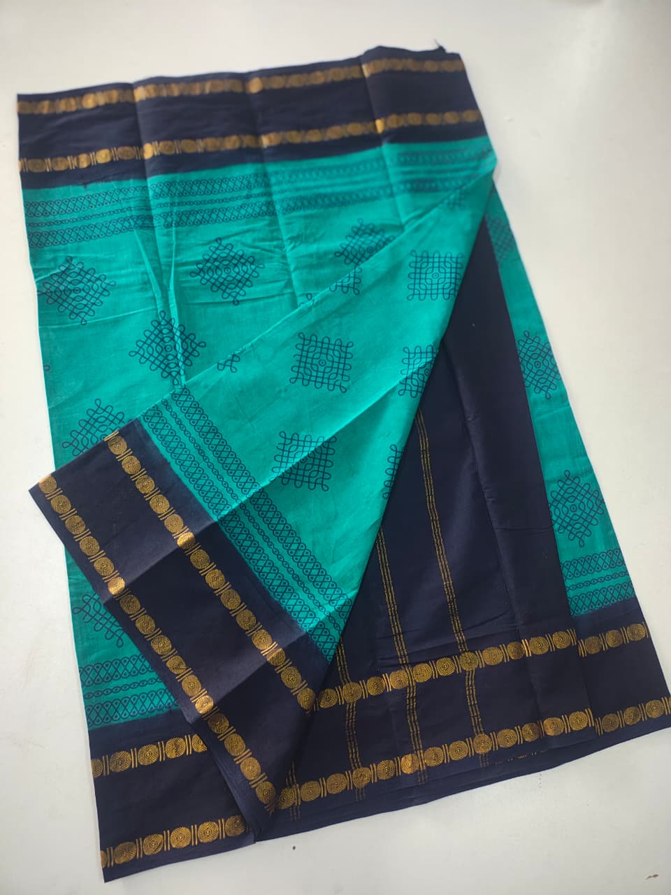 Veldhari Cotton Saree with Printed Kollam Design(CK001)