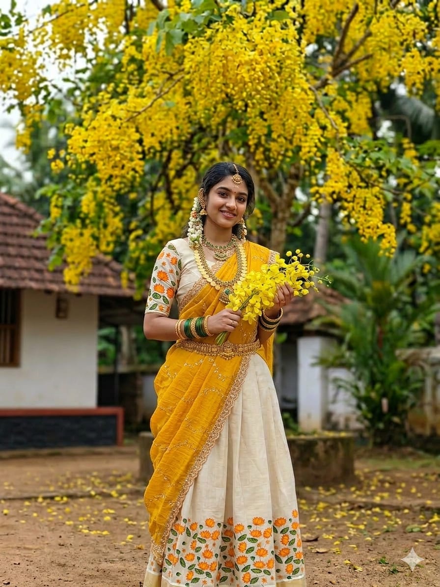 Elegant Tissue/ Cotton Dhavani Set with Handwork Shawl