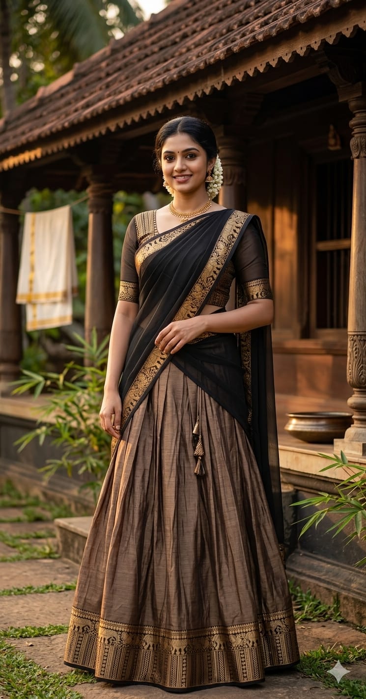 ♥️*Narayanpet Dhavani Set – Traditional Elegance in Rich Contrast*♥️