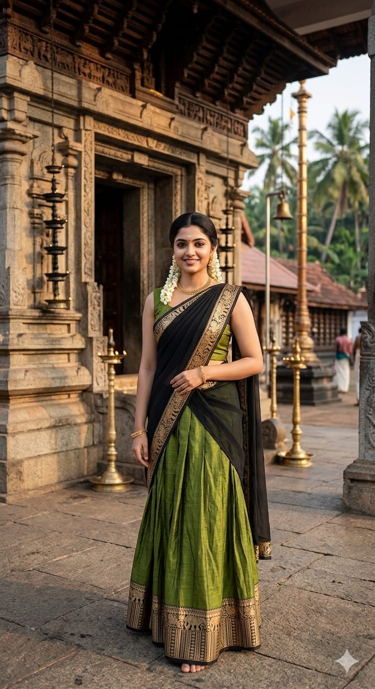 ♥️*Narayanpet Dhavani Set – Traditional Elegance in Rich Contrast*♥️