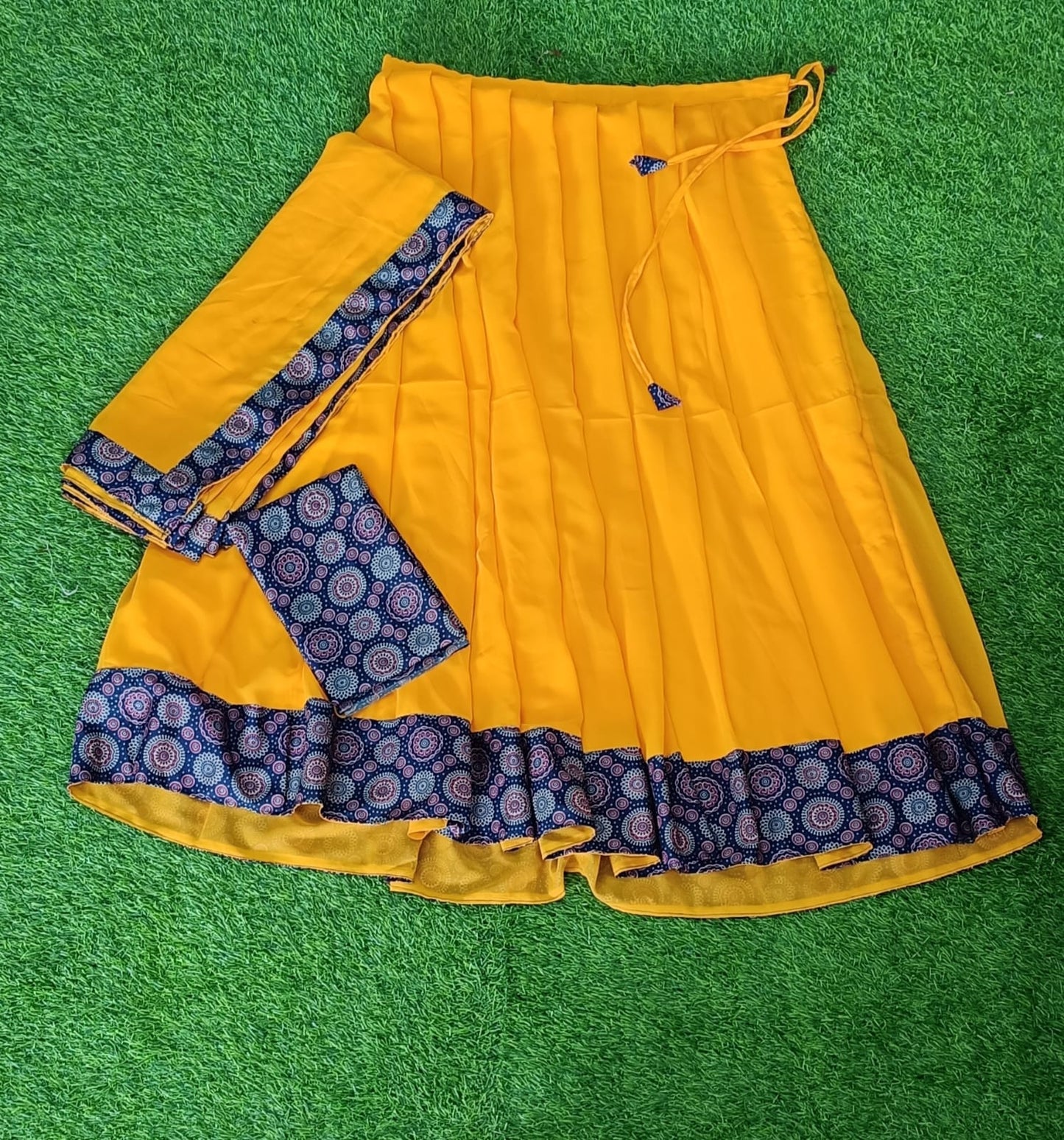 Trending Georgette+Ajarkh Combination Dhavani Set