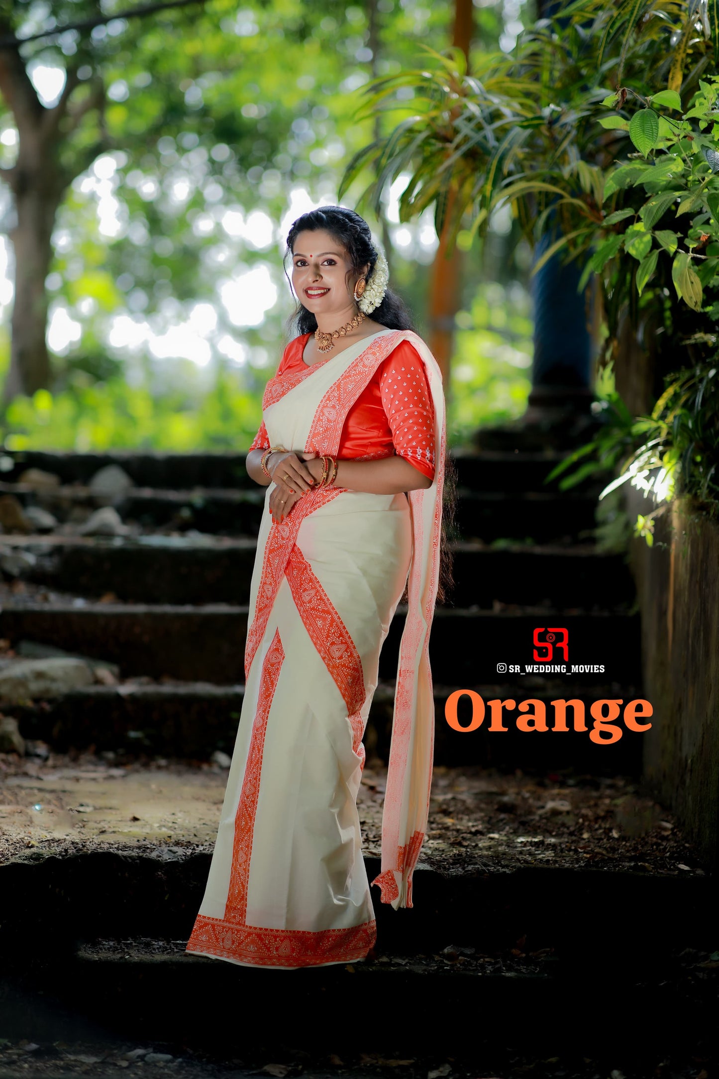 Exclusive cotton  Settumund with print blouse