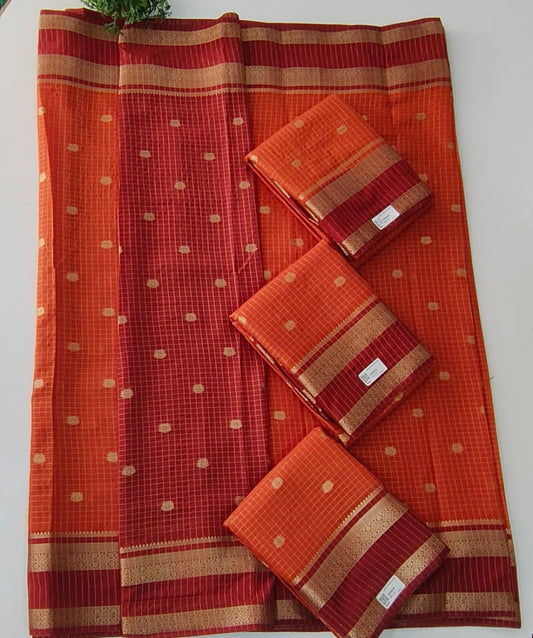 Insta Trending Rust Orange/ Coffee  Colour Combination Saree