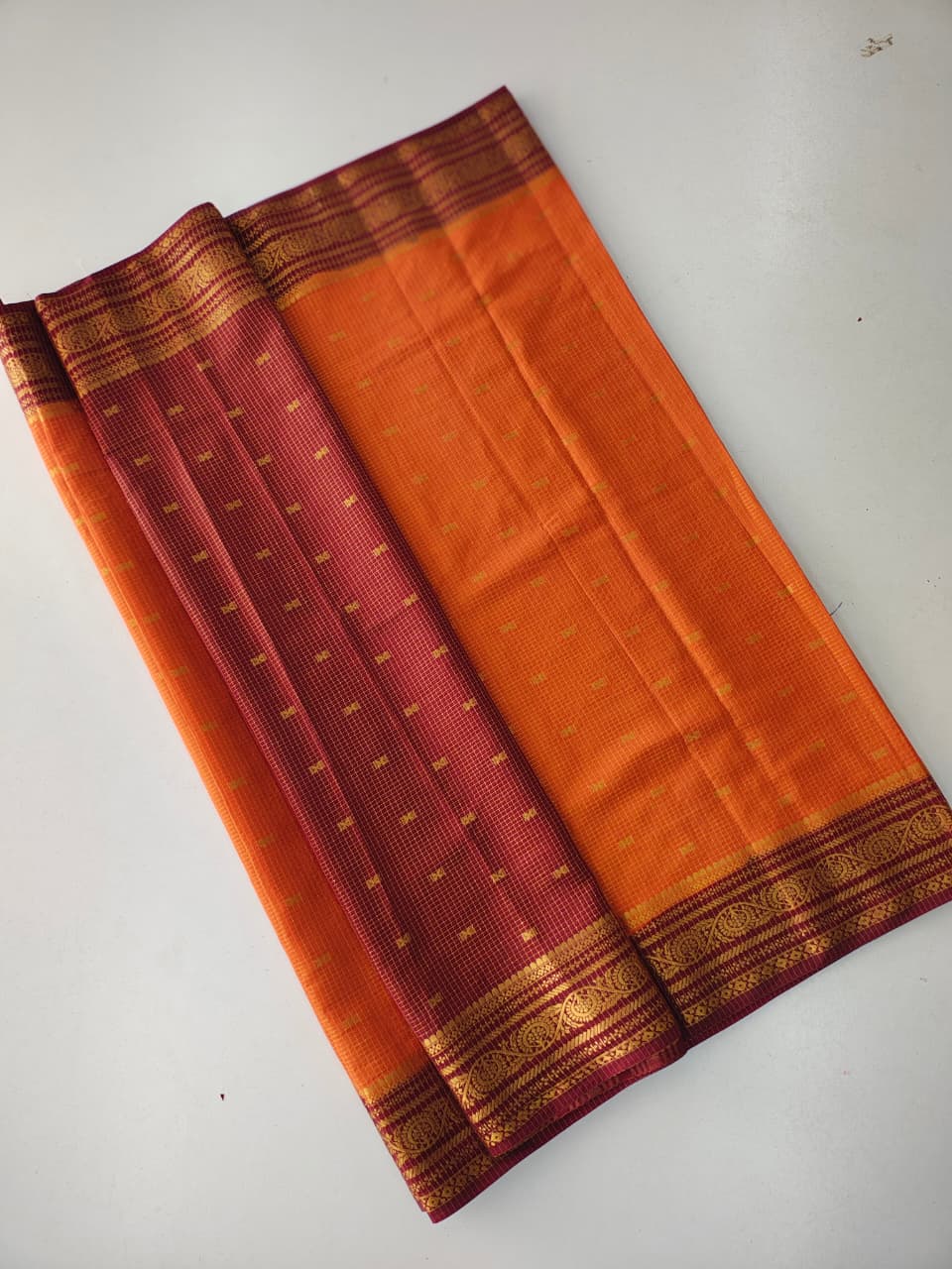 Insta Trending Rust Orange/ Coffee  Colour Combination Saree