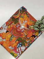 Women's Kerala Mural Print Stitched Cotton Top | Round Neck | 3/4 Sleeve Casual Ethnic Kurti - Image 2