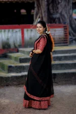 Trending Georgette+Ajarkh Combination Dhavani Set - Image 2