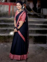Trending Georgette+Ajarkh Combination Dhavani Set - Image 3