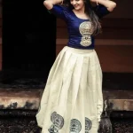 Printed Golden Tissue Pattupavada  Material